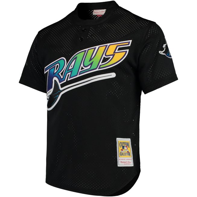 Wade Boggs Tampa Bay Rays Mitchell & Ness Cooperstown Collection 1991 Mesh Batting Practice Jersey - Black - Image 2
