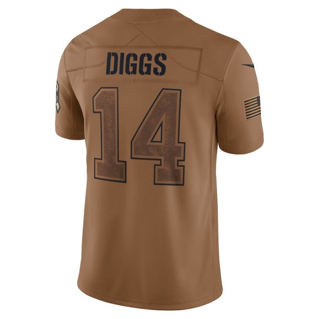Stefon Diggs 14 Buffalo Bills 2023 Salute To Service Limited Jersey - Brown - Image 3