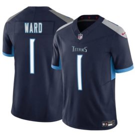 Tennessee Titans 1 Cameron Ward Navy 2025 Draft F U S E Vapor Limited Stitched Jersey