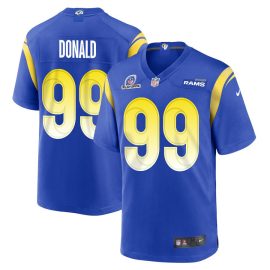 Aaron Donald 99 Los Angeles Rams 2023 Playoffs Patch Game Men Jersey - Royal