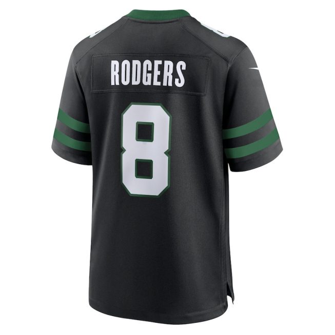 Aaron Rodgers 8 New York Jets Alternate Game Men Jersey - Legacy Black - Image 3