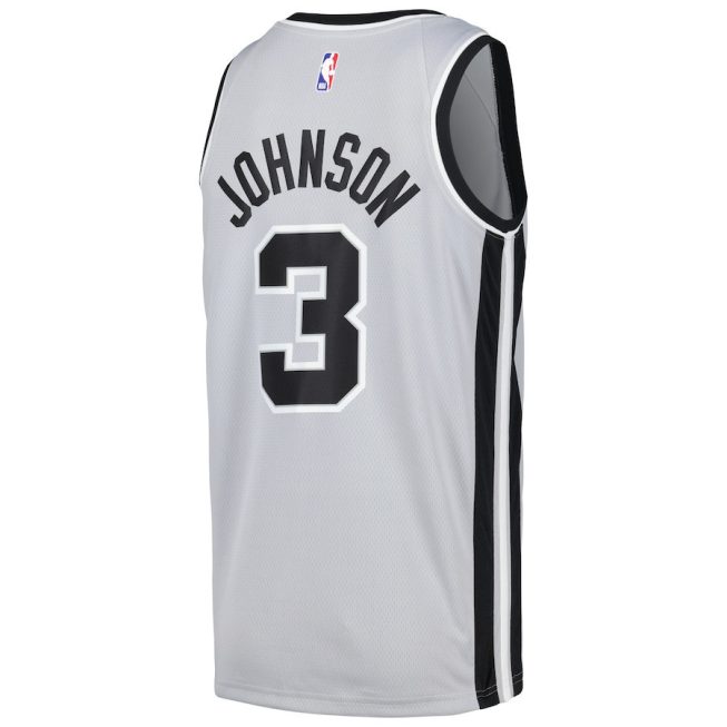 Keldon Johnson 3 San Antonio Spurs Swingman Men Jersey - Statement Edition - Silver - Image 3