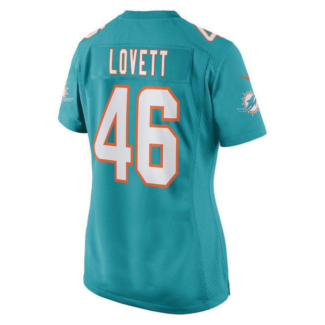 John Lovett 46 Miami Dolphins Women Game Jersey - Aqua - Image 3