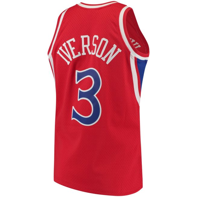 Allen Iverson Philadelphia 76ers Mitchell & Ness 1996/97 Hardwood Classics Authentic Jersey - Red - Image 3