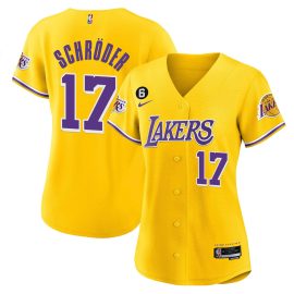 Dennis Schroder 17 Los Angeles Lakers Baseball Jersey - Gold