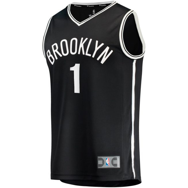 Mikal Bridges Brooklyn Nets Fanatics Big & Tall Fast Break Player Jersey - Black - Icon Edition - Image 2