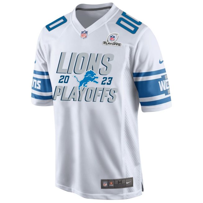 Detroit Lions 2023 Playoffs Iconic Game Men Custom Jersey - White - Image 3