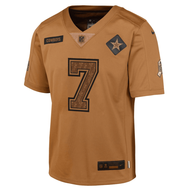 Trevon Diggs 7 Dallas Cowboys 2023 Salute To Service Limited YOUTH Jersey - Brown - Image 2