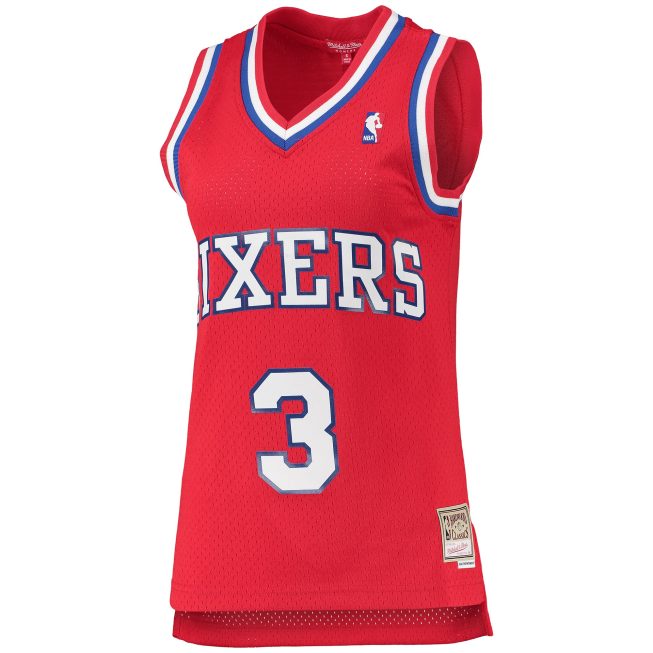 Allen Iverson Philadelphia 76ers Mitchell & Ness Women's 2002/03 Hardwood Classics Swingman Jersey - Red - Image 2