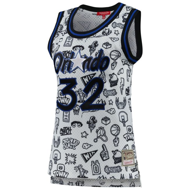Shaquille O'Neal Orlando Magic Mitchell & Ness Women's 1994 Doodle Swingman Jersey - White - Image 2