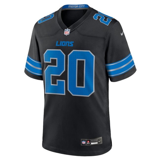 Barry Sanders 20 Detroit Lions 2nd Alternate Retired Player Game Jersey - Black, Men - Image 2