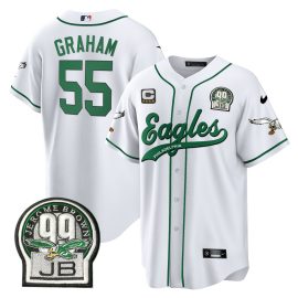 Brandon Graham 55 Philadelphia Eagles Jerome Brown Retired Patch Baseball Men Jersey - White