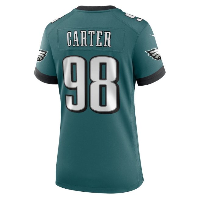 Jalen Carter #98 Philadelphia Eagles Super Bowl LIX Women's Jersey - Midnight Green - Image 3