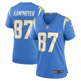 Hunter Kampmoyer 87 Los Angeles Chargers Women Game Jersey - Powder Blue