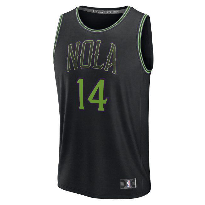 Brandon Ingram New Orleans Pelicans Fanatics Youth Fast Break Jersey - Black - City Edition - Image 2
