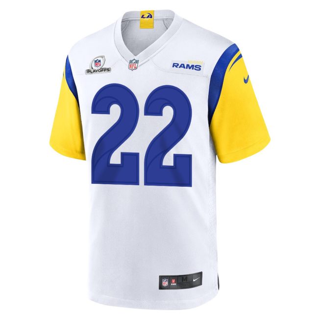 Michael Ojemudia 22 Los Angeles Rams 2023 Playoffs Patch Game Men Jersey - White - Image 2