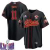 Alex Smith 11 Kansas City Chiefs Super Bowl LVIII Baseball Men Jersey - Black