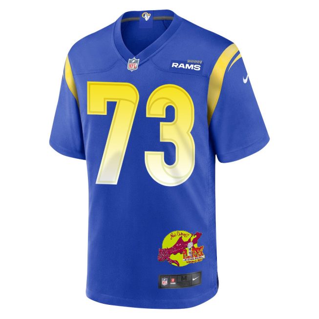 Steve Avila 73 Los Angeles Rams Super Bowl LIX New Orleans Patch Game Men Jersey - Royal - Image 3