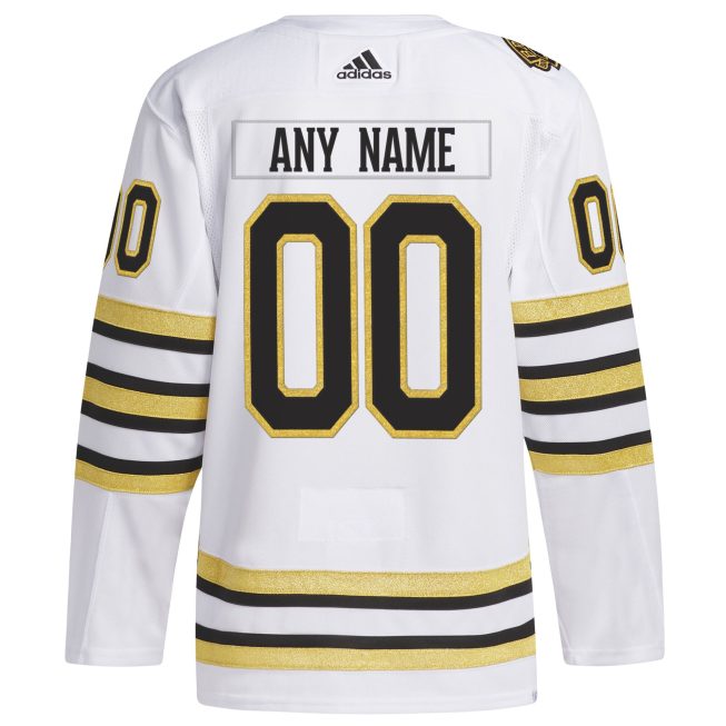 Boston Bruins 100th Anniversary Primegreen Authentic Custom Jersey - White - Image 3