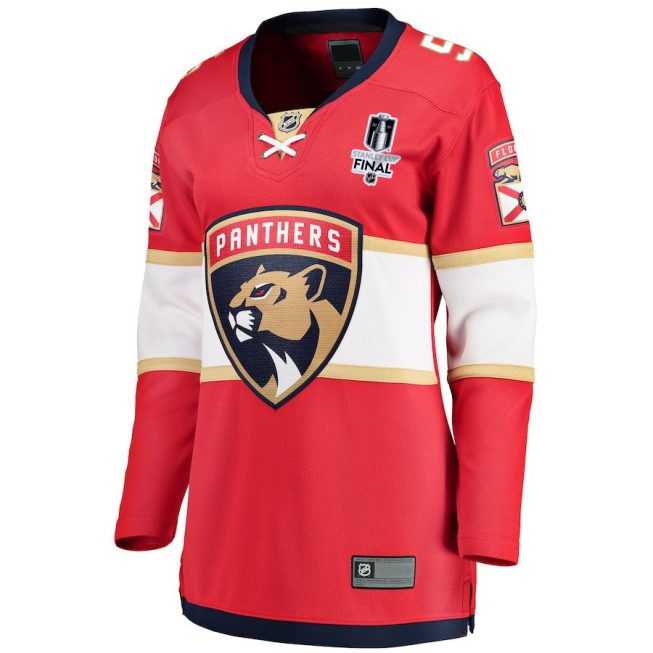 Aaron Ekblad 5 Florida Panthers 2024 STANLEY CUP Final Women's Home Breakaway Jersey - Red - Image 2