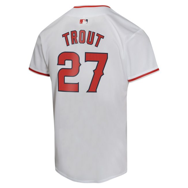 Mike Trout Los Angeles Angels Youth Home Game Player Jersey - White - Image 3