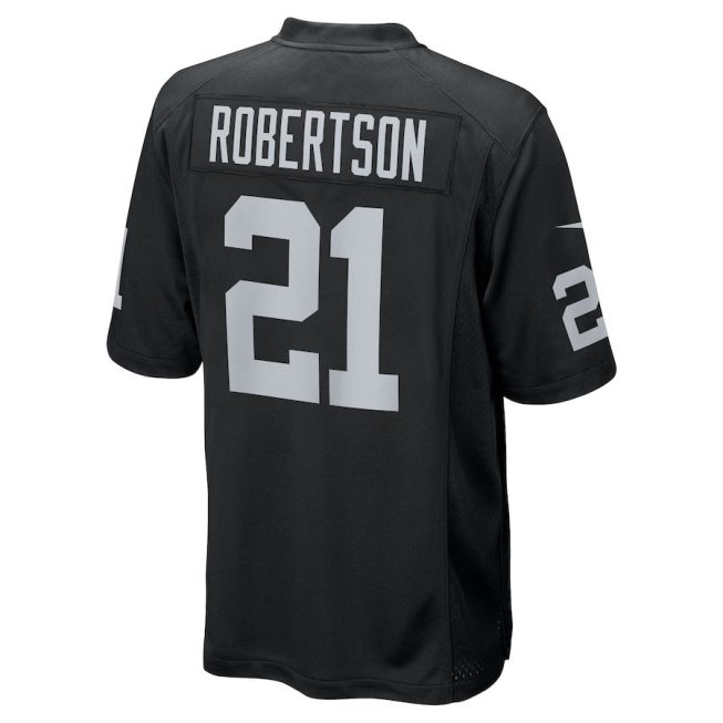 Amik Robertson 21 Las Vegas Raiders Men Team Game Jersey - Black - Image 3