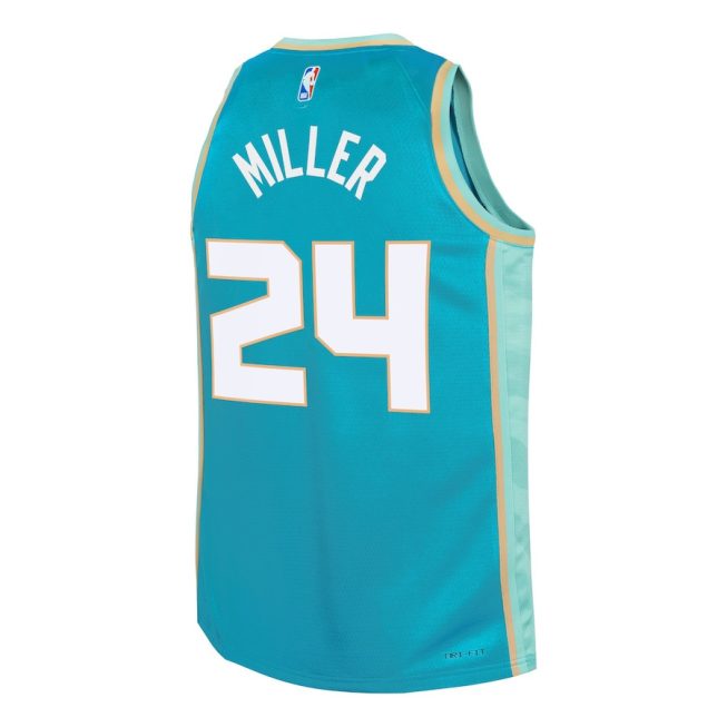 Brandon Miller 24 Charlotte Hornets 2023/24 City Edition Swingman YOUTH Jersey - Teal - Image 3