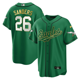 Miles Sanders 26 Philadelphia Eagles Baseball Men Jersey - Kelly Gold Trim