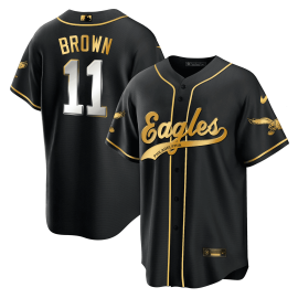 A.J. Brown 11 Philadelphia Eagles Baseball Men Jersey - Black Limited