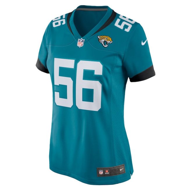 Yasir Abdullah 56 Jacksonville Jaguars Women Team Game Jersey - Teal - Image 2