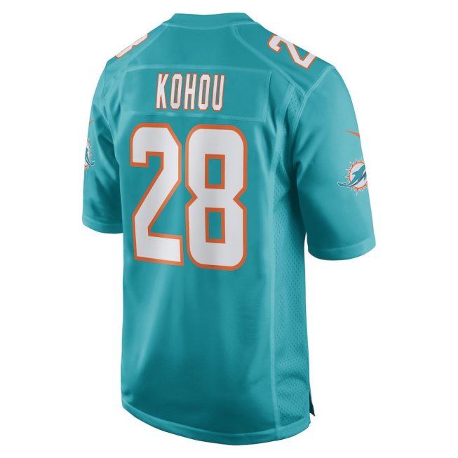 Kader Kohou 28 Miami Dolphins Men Game Jersey - Aqua - Image 3