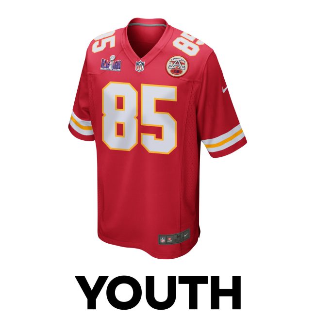 Izaiah Gathings 85 Kansas City Chiefs Super Bowl LVIII Patch Game YOUTH Jersey - Red - Image 2