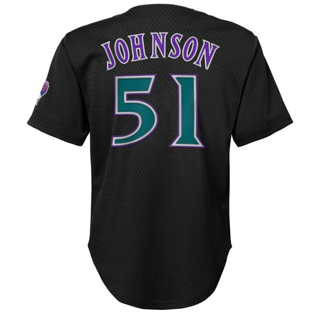 Randy Johnson Arizona Diamondbacks Mitchell & Ness Youth Cooperstown Collection Mesh Batting Practice Jersey - Black - Image 3