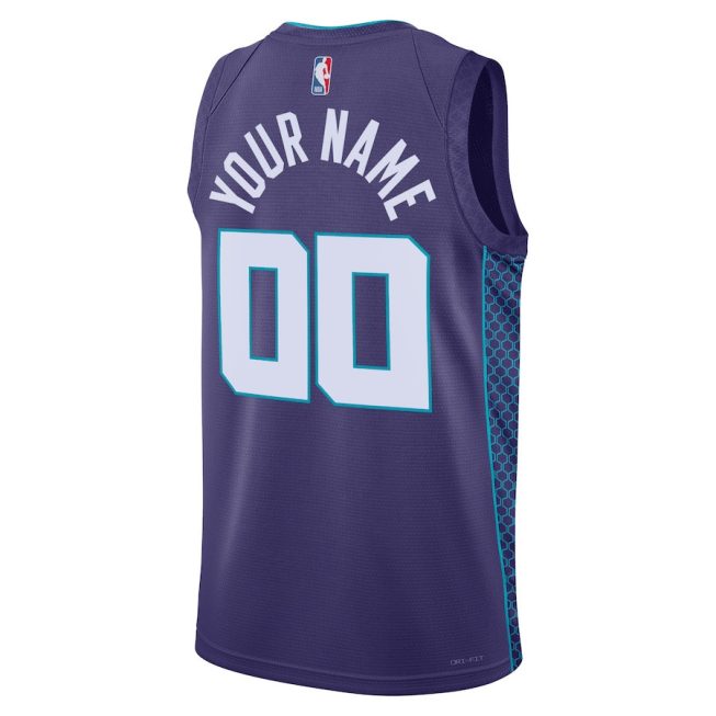 Charlotte Hornets 2023/24 Statement Swingman Custom Men Jersey - Purple - Image 3