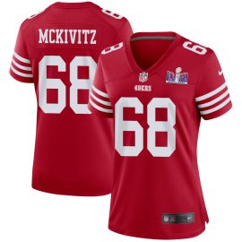 Colton McKivitz 68 San Francisco 49ers Super Bowl LVIII Patch Game Women Jersey - Scarlet