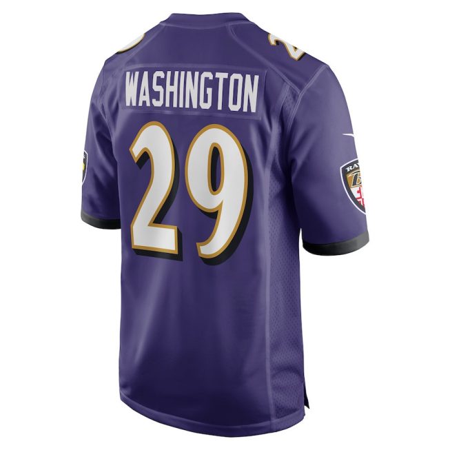 Ar'Darius Washington 29 Baltimore Ravens Men Game Jersey - Purple - Image 3