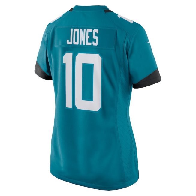 Mac Jones 10 Jacksonville Jaguars Alternate Game Women Jersey - Teal - Image 3