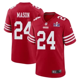 Jordan Mason 24 San Francisco 49ers Super Bowl LVIII Patch Game Men Jersey - Scarlet
