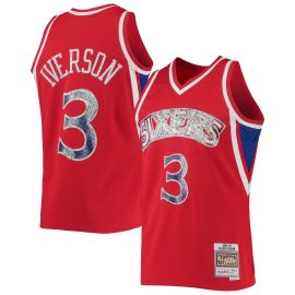 Allen Iverson Philadelphia 76ers Mitchell & Ness 1996/97 Hardwood Classics 75th Anniversary Diamond Swingman Jersey - Red