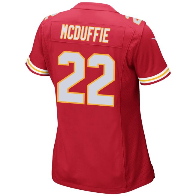 Trent McDuffie 22 Kansas City Chiefs Super Bowl LVIII Patch Game Women Jersey - Red - Image 3