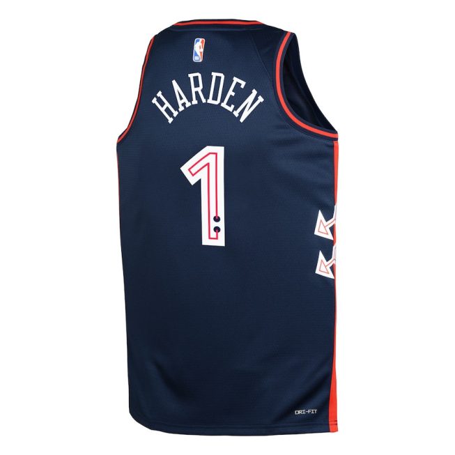 James Harden 1 Philadelphia 76ers 2023/24 City Edition Swingman YOUTH Jersey - Navy - Image 3