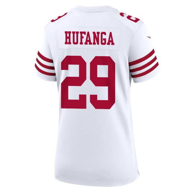 Talanoa Hufanga 29 San Francisco 49ers Super Bowl LVIII Patch Game Women Jersey - White - Image 3