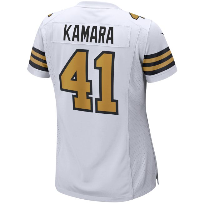 Alvin Kamara New Orleans Saints Women's Alternate Game Player Jersey - White - Image 3