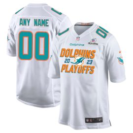 Miami Dolphins 2023 Playoffs Iconic Game Men Custom Jersey - White
