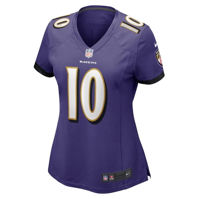 Arthur Maulet 10 Baltimore Ravens Women Game Jersey - Purple - Image 2