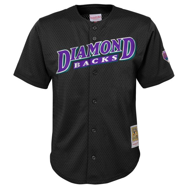 Randy Johnson Arizona Diamondbacks Mitchell & Ness Youth Cooperstown Collection Mesh Batting Practice Jersey - Black - Image 2