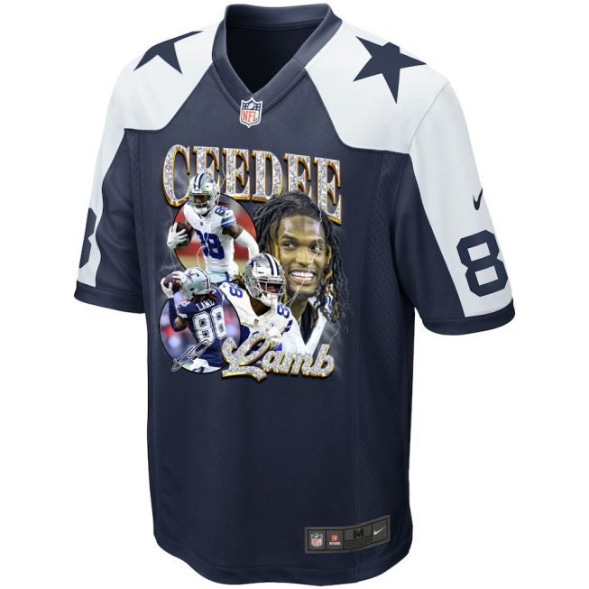 CeeDee Lamb 88 Dallas Cowboys Cee Works Hard Alternate Game Men Jersey - Navy - Image 2