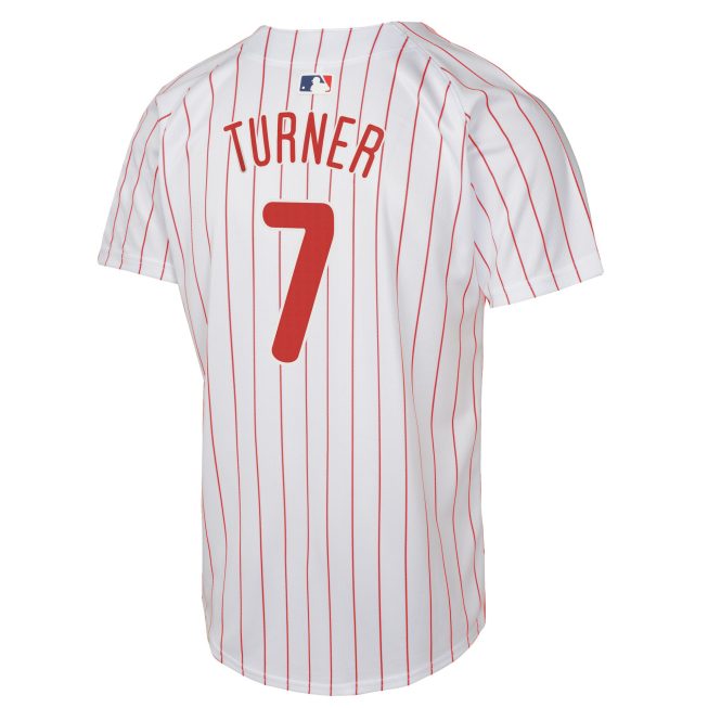 Trea Turner Philadelphia Phillies Youth Home Game Player Jersey - White - Image 3