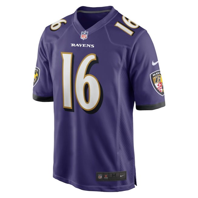 Tylan Wallace 16 Baltimore Ravens Men Game Jersey - Purple - Image 2