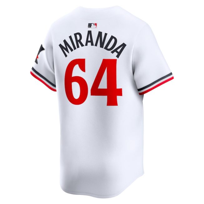 Jose Miranda 64 Minnesota Twins Home Limited Player Men Jersey - White - Image 3